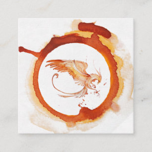*~* Orange Red Burgundy Phoenix Ring of Fire Square Business Card