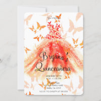 Orange Red Butterfly Dance Dress Quinceañera Party