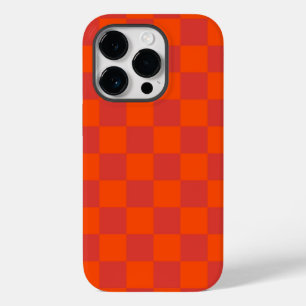 Orange Red Chequered Gingham Pattern Case-Mate iPhone 14 Pro Case