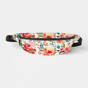 Orange red colourful rose floral summer  bum bags