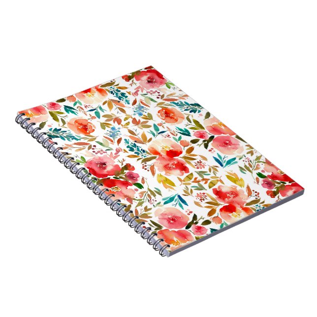 Orange red colourful rose floral summer  notebook (Right Side)