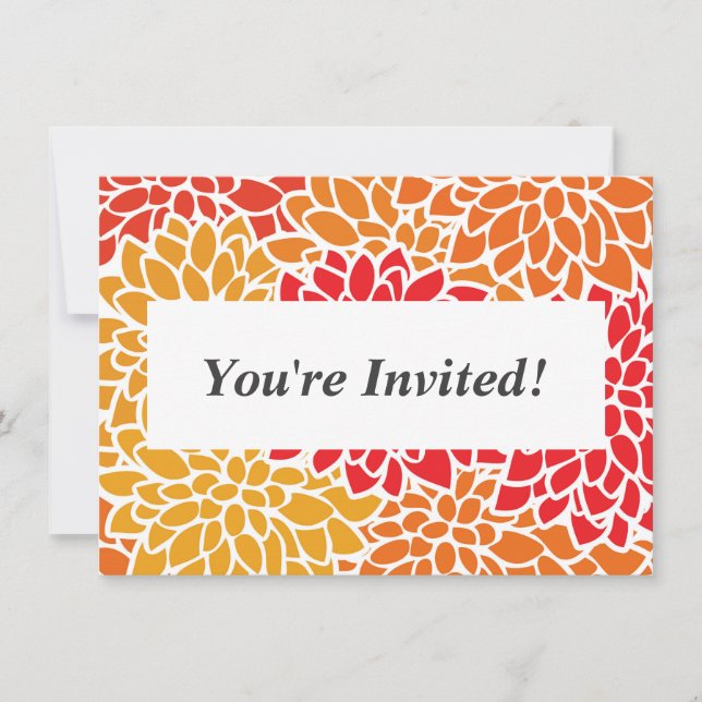 Orange Red Colourful Vintage 60s Flower Invitation (Front)