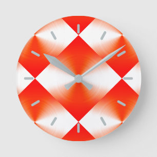 Orange Red Contemporary Round Clock