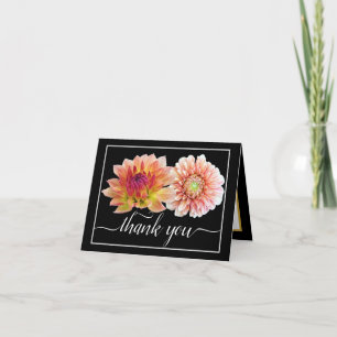 Orange Red Dahlias Pretty Floral Bouquet Thank You Card