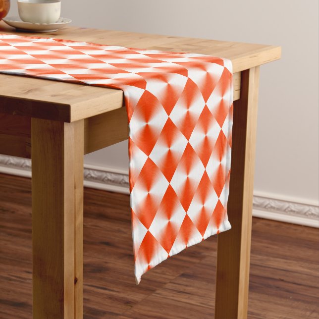 Orange Red Diamond Pattern Short Table Runner (In Situ)