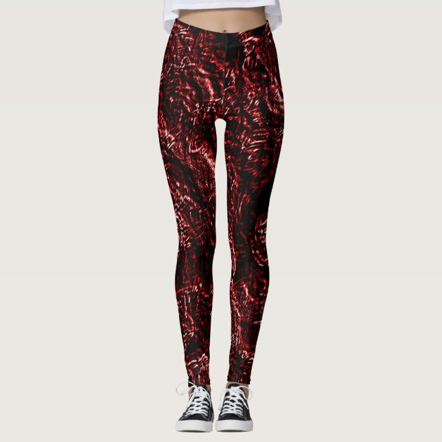 Orange Red Goth Roses Leggings (Front)