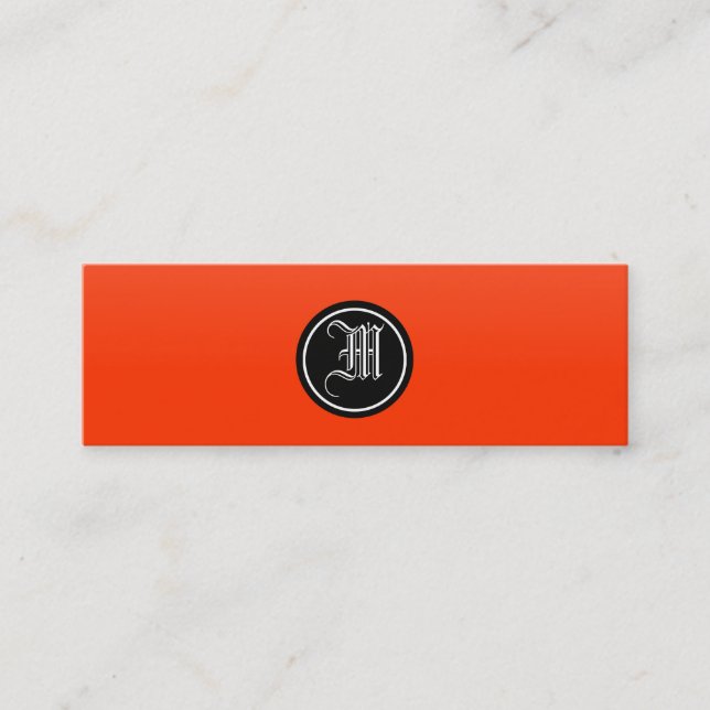 Orange Red Gothic Monogram Mini Business Card (Front)