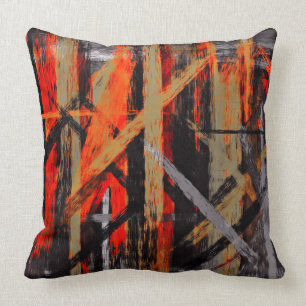 Orange Red Gray Abstract Cushion