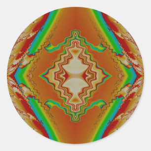 ~ Orange Red Green and Blue Fractal ~ Classic Round Sticker