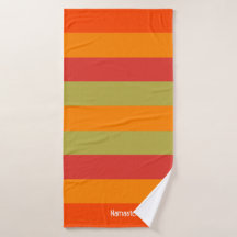 Orange Red Green Striped Personalised Yoga Mat