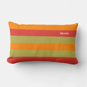 Orange Red Green Striped Personalized Yoga Mat Lumbar Cushion