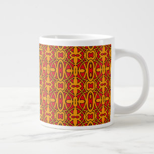 Orange & Red Hand Drawn Pattern Large Coffee Mug