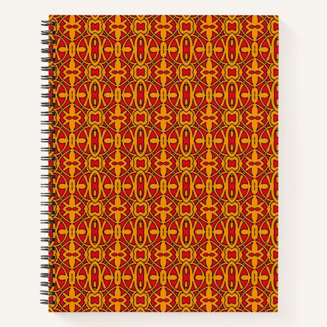 Orange & Red Hand Drawn Pattern Notebook (Front)
