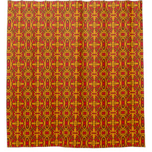Orange & Red Hand Drawn Pattern Shower Curtain