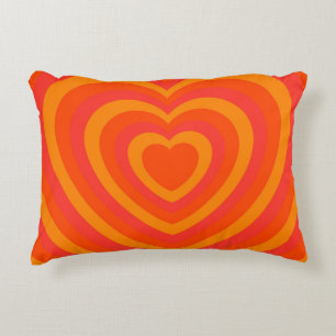 Orange Red Hypnotic Heart Love Pattern Decorative Cushion