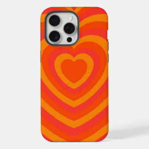 Orange Red Hypnotic Heart Love Pattern iPhone 15 Pro Max Case