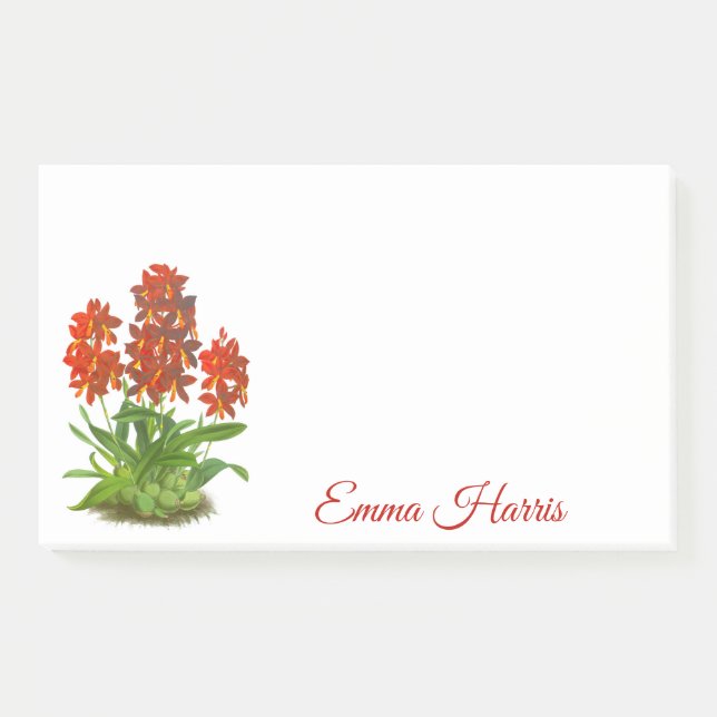 Orange Red Orchid Flower Post-It Notes (Front)