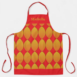 Orange Red Personalised Name Geometric Pattern Apron