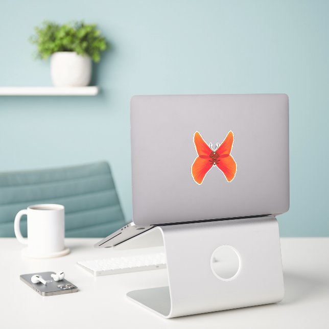 Orange Red Poppy Butterfly with Your Name (Laptop On Desk)