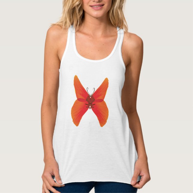 Orange Red Poppy Butterfly with Your Name Singlet (Front)