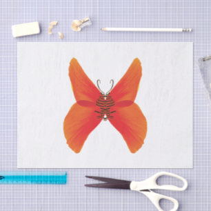 Orange Red Poppy Butterfly with Your Name Tissue Paper