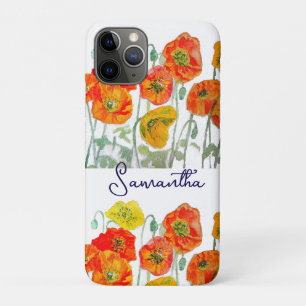 Orange Red Poppy Flower Pattern Girls Case-Mate iPhone Case