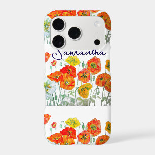 Orange Red Poppy Flower Pattern Thank You