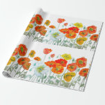 Orange Red Poppy Flower Pattern Watercolor Wedding Wrapping Paper<br><div class="desc">Red Poppy Watrecolour Flower Pattern Paper Party Plate. Designed from my original watercolours.</div>