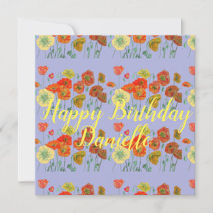 Orange Red Poppy Purple Happy Birthday Ladies Card