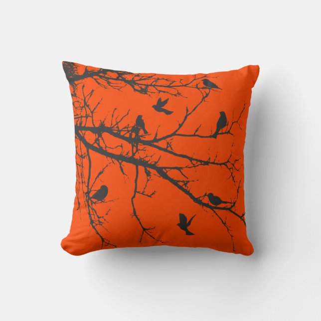 Orange Red Pretty Silhouette Cushion (Front)