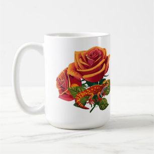Orange Red Rose With Chameleon Coffee Mug