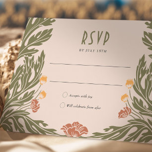Orange Red RSVP Card Vintage Art Nouveau