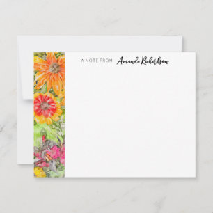 Orange Red Rudbeckia Watercolor Flat Note Card