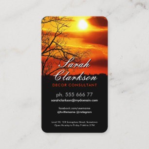 Orange Red Sunset Silhouette Business Card