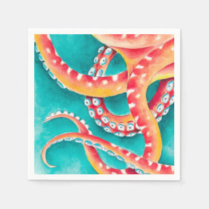 Orange Red Tentacles Napkin