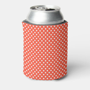 Orange, Red, terracotta polka dot Can Cooler