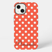 Orange, Red, terracotta polka dot