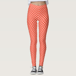 Orange, Red, terracotta polka dot   Leggings
