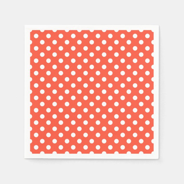 Orange, Red, terracotta polka dot  Napkin (Front)