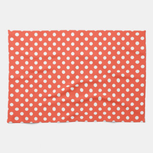 Orange, Red, terracotta polka dot Tea Towel