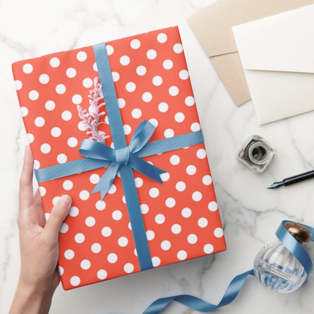 Orange, Red, terracotta polka dot  Wrapping Paper (Gifting)