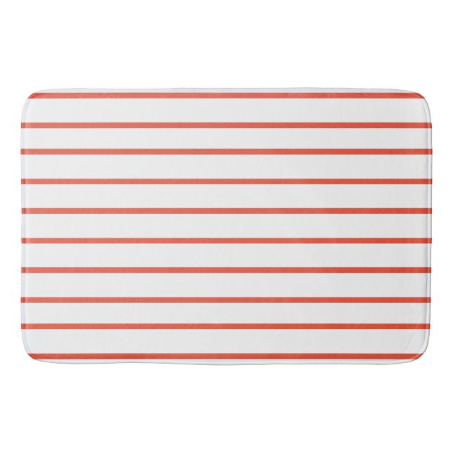 Orange Red thin stripe pattern Bath Mat (Front)