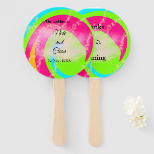 Orange red watercolor handpainted wedding custom  hand fan