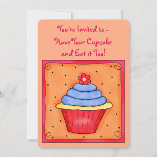 Orange Red Whimsy Art Cupcake Party Invitation
