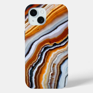 Orange Red White Black Grey Agate Geode iPhone 15 Case