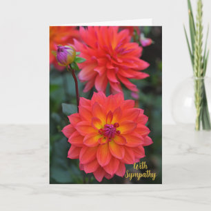 Orange, Red, Yellow Dahlia Flower With Sympathy Card