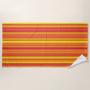 Orange Red Yellow Stripes Beach Towel