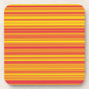 Orange Red Yellow Stripes Coaster
