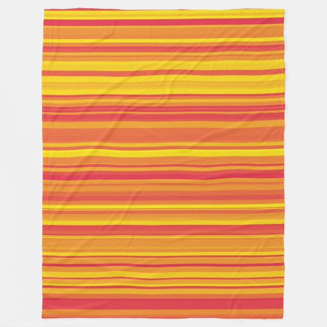 Orange Red Yellow Stripes Fleece Blanket (Front)