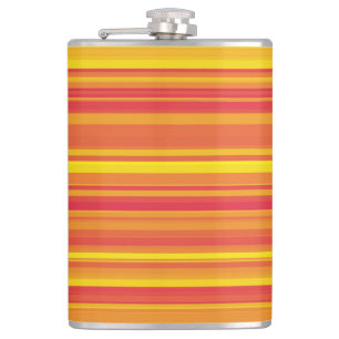 Orange Red Yellow Stripes  Hip Flask